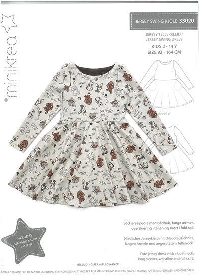 MINIKREA jersey swing kjole. – papirmønster 33020