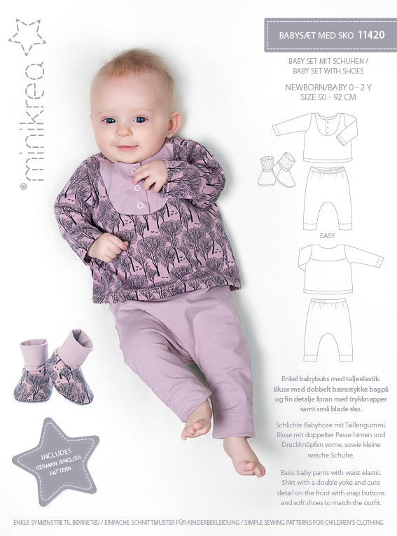MINIKREA Babysæt med sko – papirmønster 11420