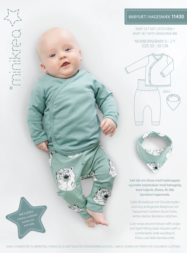 MINIKREA Babysæt med hagesmæk – papirmønster 11430