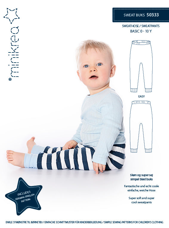 MINIKREA baby/børne sweat buks – papirmønster 50333